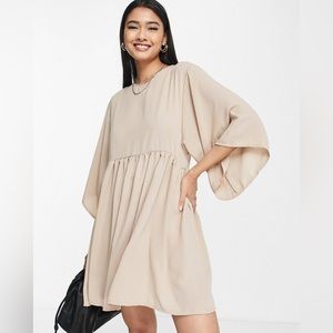 ASOS Neutral Smock Dress with Open Back